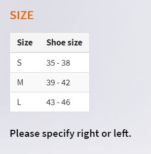 Foot Flexor Brace Size Chart