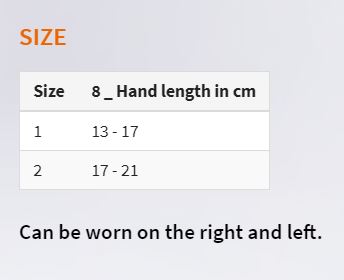 Wrist Brace with Finger Support Size Chart