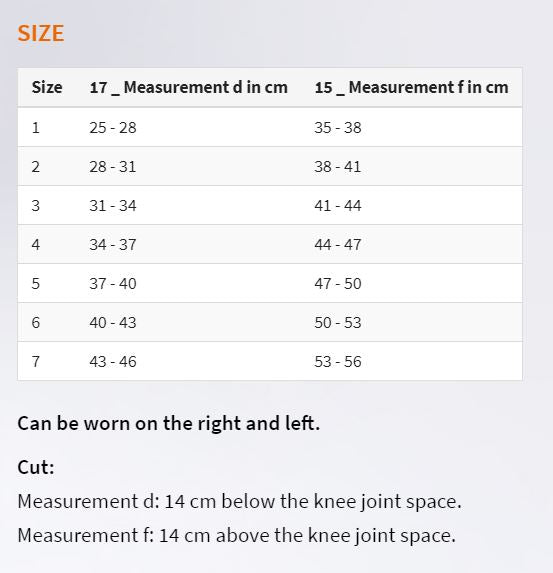 Knee Brace Size Chart